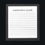 Personlig minimalistisk svart monogram Namn-låst Anteckningsblock<br><div class="desc">Håll dig organiserad och snyggt med personligen svart monogram namn anteckningsblock. Det här anteckningsblocket har en elegant och minimalistisk design och innehåller invändiga sidor som gör det enkelt att anteckna. Det svarta teckensnittet på en vit bakgrund ramas in i svart för en chic och ett sofistikerat utseende. Perfekt för arbete...</div>