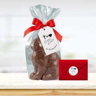 Personlig minimalistisk svart & vit Glad Påsk Presentetikett