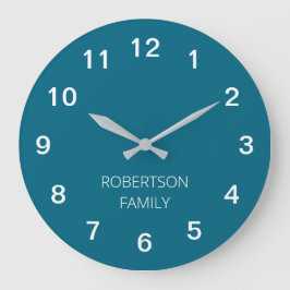 Personlig Minimalistisk turkos Blue Wall Clock Stor Klocka