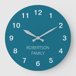 Personlig Minimalistisk turkos Blue Wall Clock Stor Klocka