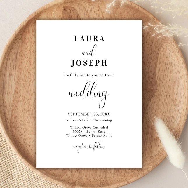 Personlig Minimalistisk Vit Modern Bröllop Inbjudningar (Personalized minimalist white modern wedding invitation sets a clean elegant tone for your big day.)