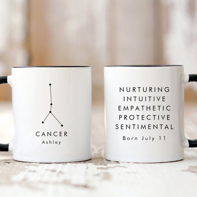 Personlig Minimalistisk zodiaksignatur för cancerz Mugg (Skapare uppladdad)