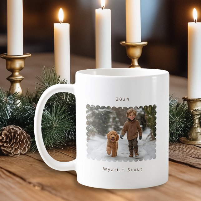 Personlig - minimalistiskt enkelt foto med smeta p kaffemugg (Shown on a Classic Mug)
