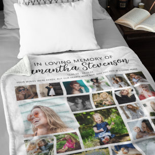 Personlig minnescollage med 24 bilder fleecefilt
