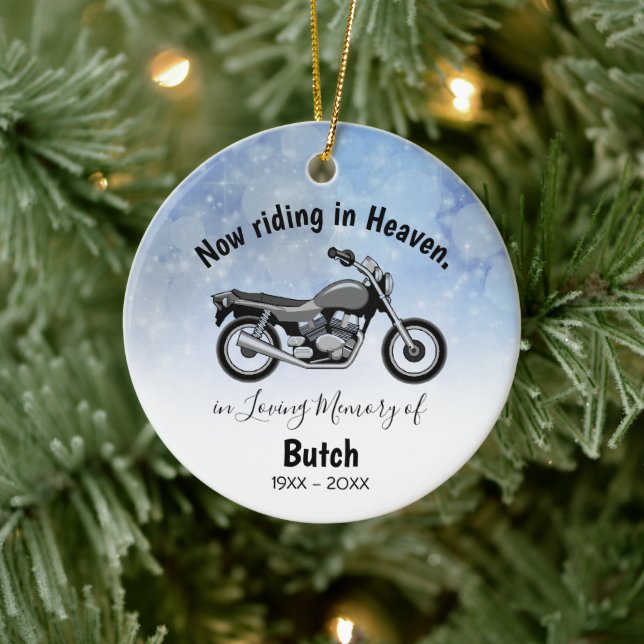 Personlig minnesdekoration för motorcykel julgransprydnad keramik (Träd)