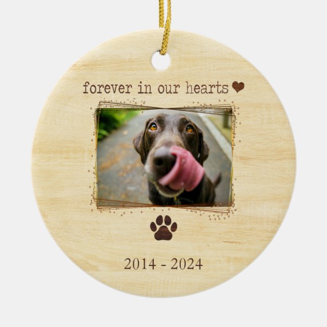 Personlig minnesfoto för hund julgransprydnad keramik (Framsidan)
