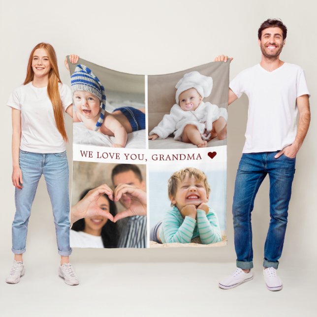 Personlig minnesgåva Mamma Mormor Foto Collage Fleecefilt (På plats)