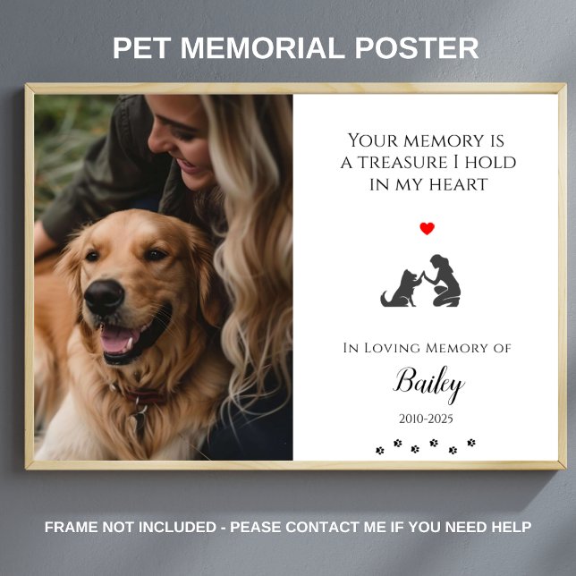 Personlig minnesmärke för husdjur med foto  Citat  Poster (Skapare uppladdad)