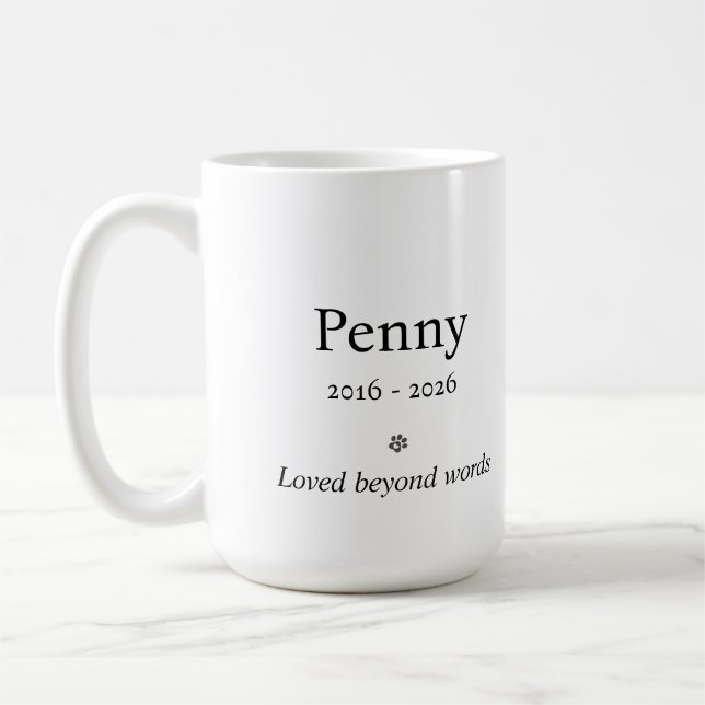 Personlig minnesmugg för husdjur kaffemugg (Vänster)