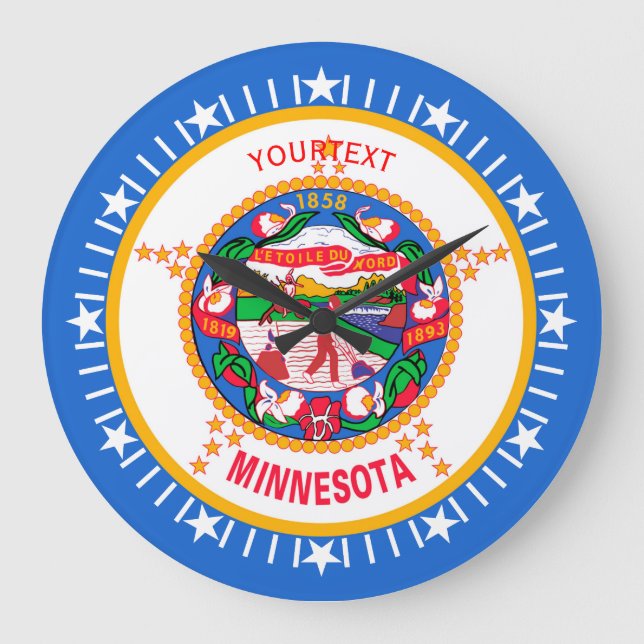 Personlig Minnesota Statlig flagga Design på en Stor Klocka (Framsida)