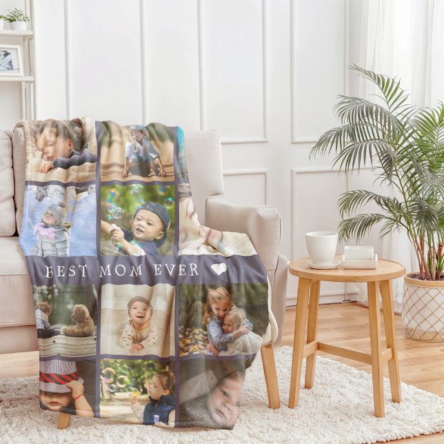 Personlig minnessak Bästa mamma någonsin Foto Coll Fleecefilt (Keepsake Best Mom Ever Photo Collage Mothers Day Fleece Blanket)