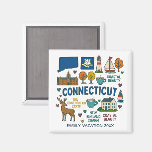 Personlig minnessaker från Connecticut Familjeresa Magnet