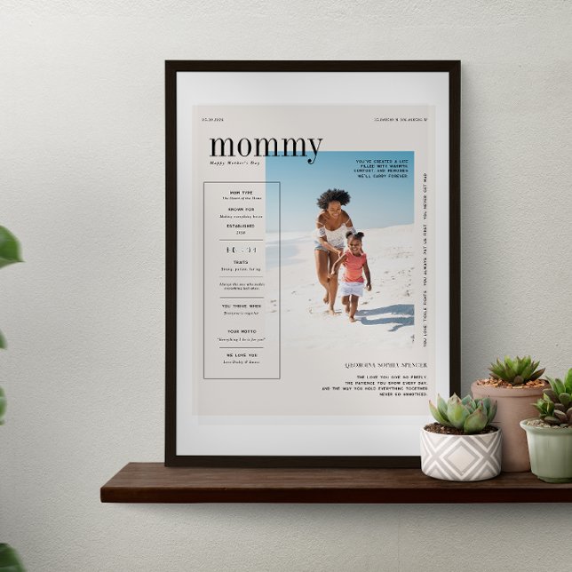 Personlig minnessaker med mammas foto Modern desig Poster (Skapare uppladdad)