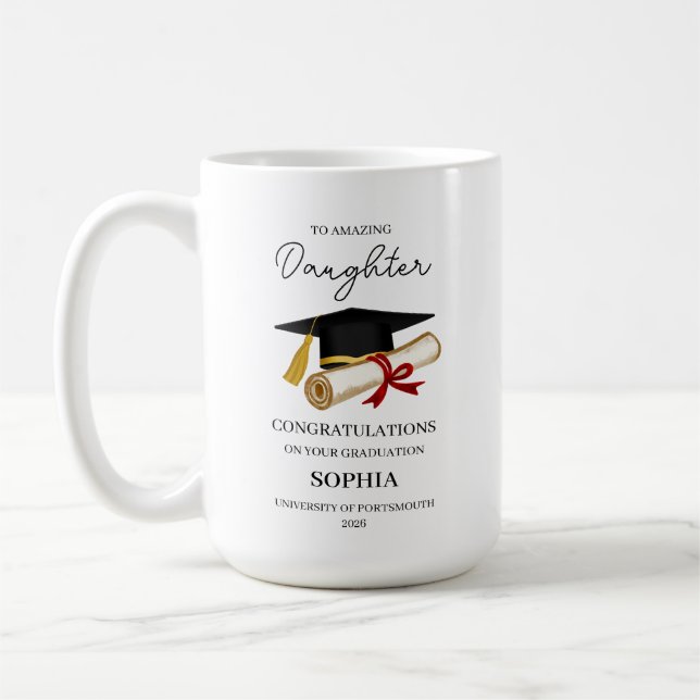 Personlig minnessgåva för döttrars examen  kaffemugg (Vänster)