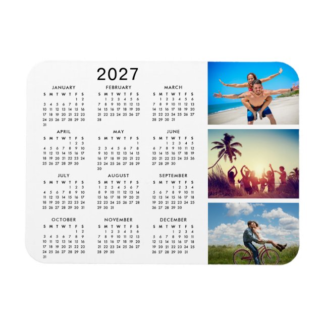 Personlig Minnesvärd Fotokollage 2023 Kalender Magnet (Horisontell)