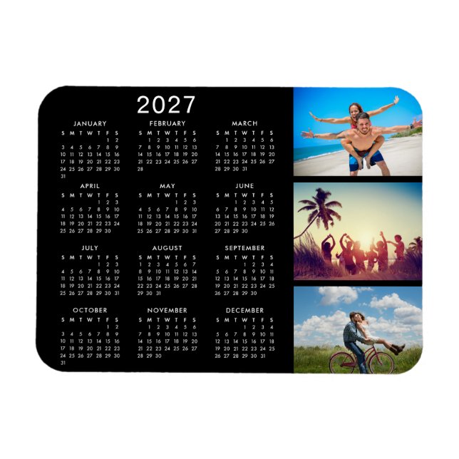 Personlig Minnesvärd Fotokollage 2023 Kalender Magnet (Horisontell)