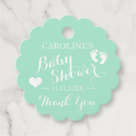 Personlig Mint Grönt Baby Feet Baby Shower Gåvor Etiketter
