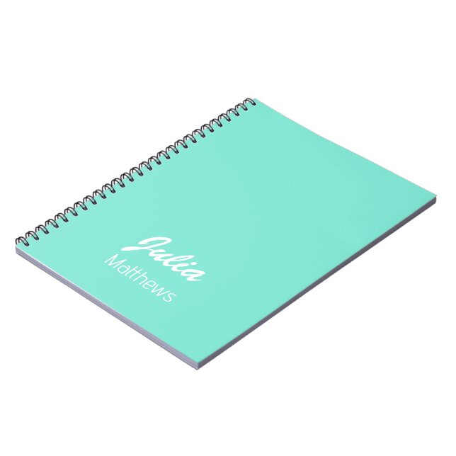 Personlig mint grönt minimalist anteckningsbok (Vänstra Sidan)