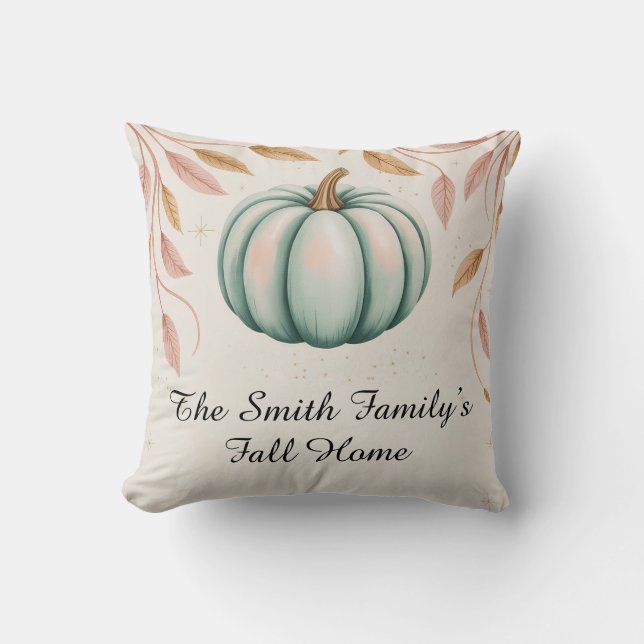 Personlig Mint Pumpkin för Fall & Halloween Kudde (Framsida)