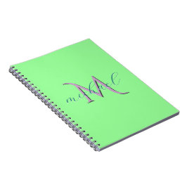 Personlig mintgrön monogram initial och namn anteckningsbok