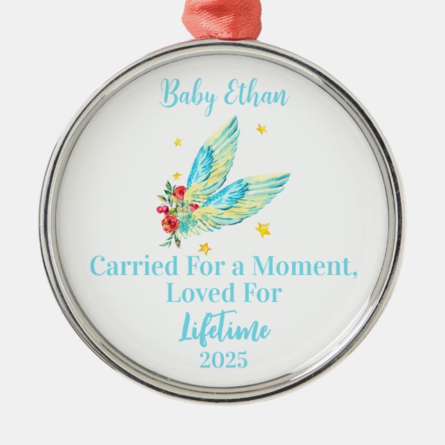 Personlig Misriage Ornamet, Baby Memorial Julgransprydnad Metall (Framsidan)