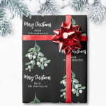 Personlig Mistletoe-jul Presentpapper<br><div class="desc">Detta Papper om jultomtning är dekorerat med vattenfärgsmistletoe löv och bär. Det står God jul i snyggtens skripttypografi. Enkelt anpassade. Ursprunglig vattenfärg © Michele Davies.</div>