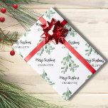 Personlig Mistletoe-jul Presentpapper<br><div class="desc">Detta Papper om jultomtning är dekorerat med vattenfärgsmistletoe löv och bär. Enkelt anpassade. När vi skapar vår teckning hittar du inte den här bilden från andra designers. Ursprunglig vattenfärg © Michele Davies.</div>
