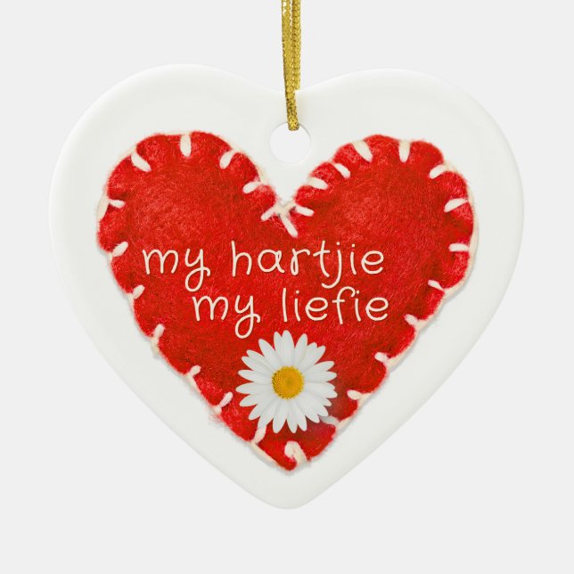 Personlig mitt Liefie Applique Heart Julgransprydnad Keramik (Framsidan)
