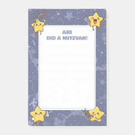 Personlig Mitzvah Notes Lila Cheering Stars Post-it Block