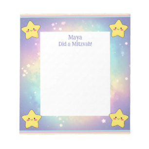 Personlig Mitzvah Notes Rainbow Stars Anteckningsb Anteckningsblock