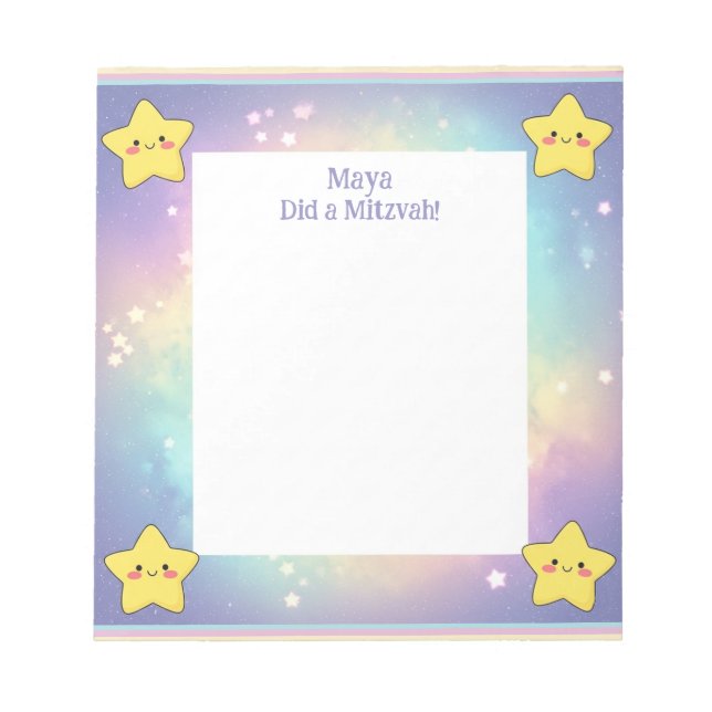 Personlig Mitzvah Notes Rainbow Stars Anteckningsb Anteckningsblock (Framsida)