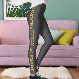Personlig Mjuk Guld Mörk Grått Text Roligt Legging