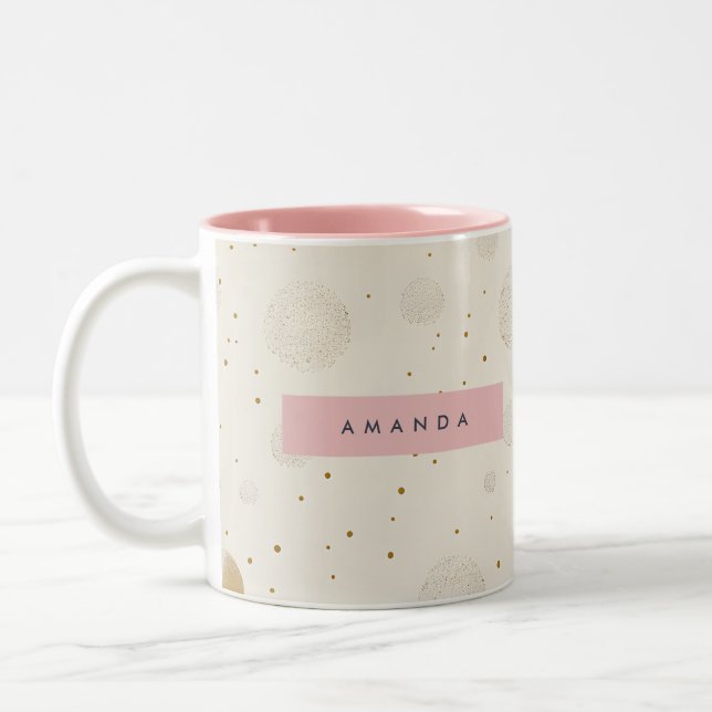 Personlig Mjuk Guld Prick Minimalistisk Stil Två-Tonad Mugg (Vänster)
