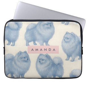 Personlig Mjuk och Söt Pomeranian Mönster Laptop Fodral