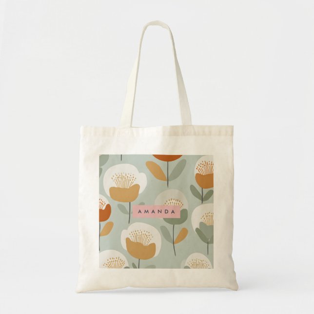 Personlig Mjuk Pastell Retro Blomdesign Tygkasse (Framsidan)