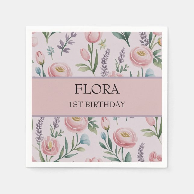 Personlig Mjuk pastellBlommigt Ro & Tulips Pappersservett (Framsidan)