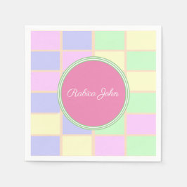 Personlig Mjuk Pastellfärgad Grid Cocktail Pappersservett