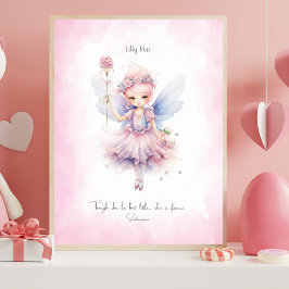 Personlig mjuk rosa sagovärld för barnkammaren väg poster