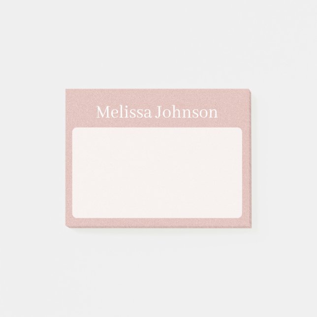 Personlig Mjuk Rosa Sand Post-it Block (Framsida)