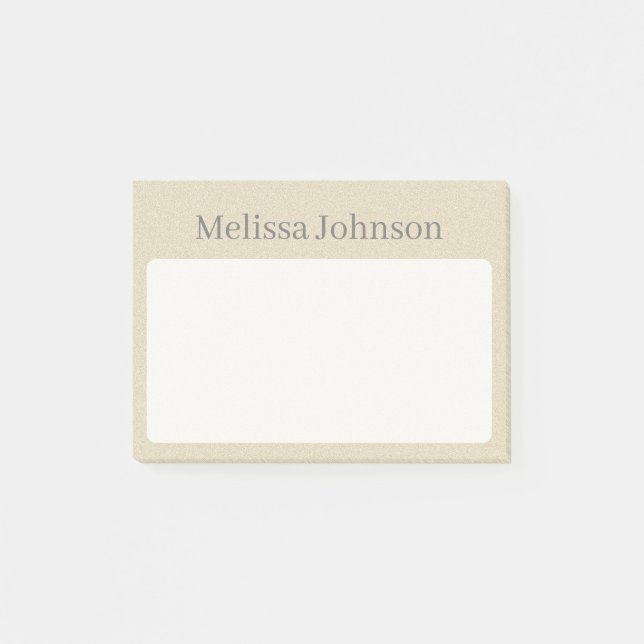 Personlig Mjuk Sand Minimal Post-it Block (Framsida)