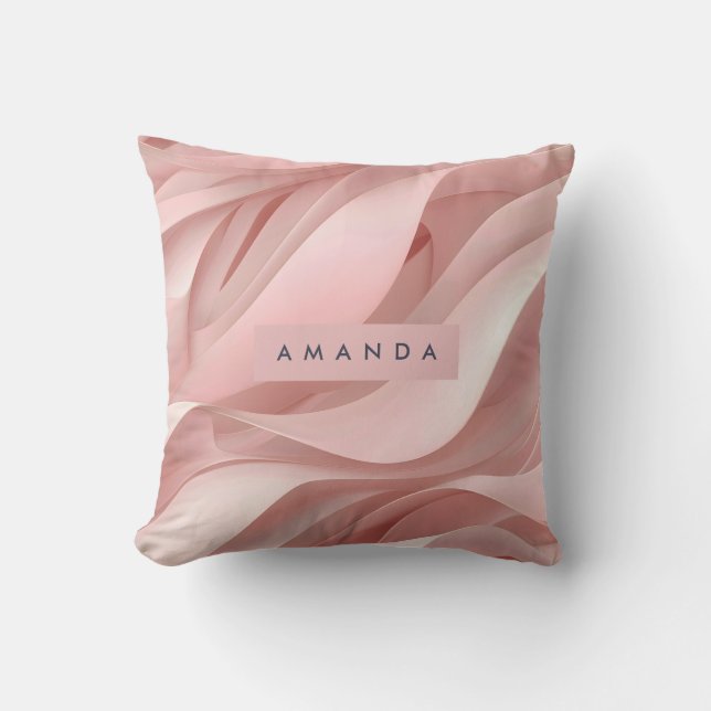 Personlig Mjukt Rosa Abstrakt Flödesdesign Kudde (Framsida)