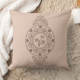 Personlig Mocha Rococo Lotus Ornamental Mandala Kudde