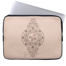 Personlig Mocha Rococo Lotus Ornamental Mandala Laptop Fodral