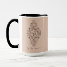 Personlig Mocha Rococo Lotus Ornamental Mandala Mugg