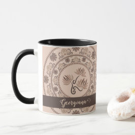 Personlig Mocha Rococo Revival Dot Mandala Mugg