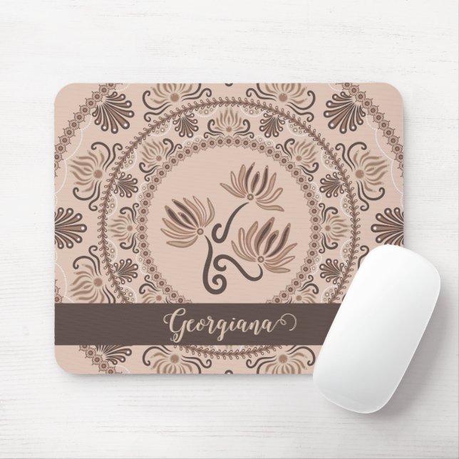 Personlig Mocha Rococo Revival Dot Mandala Musmatta (Med mus)