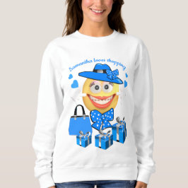 Personlig Mode Emoji in Blue with Shopping T Shirt