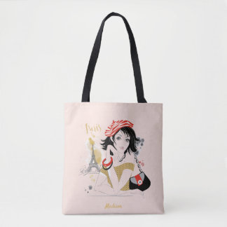 Personlig Mode Girl Paris Sketch Tote Bag Tygkasse