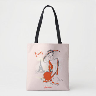 Personlig Mode Girl Paris Sketch Tote Bag Tygkasse