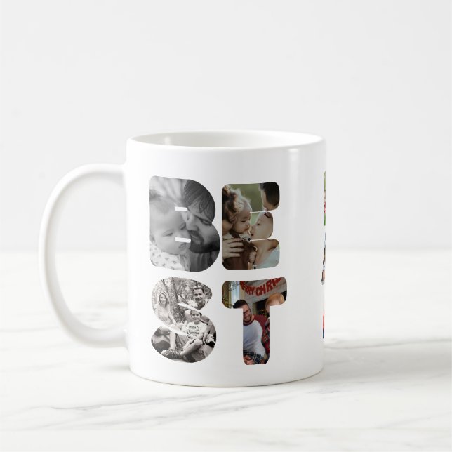 Personlig modern 11-foto Bästa pappa någonsin Far Kaffemugg (Vänster)